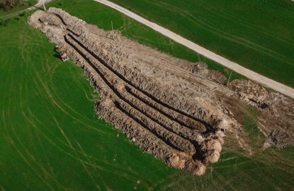 installation prep for geothermal loop underground