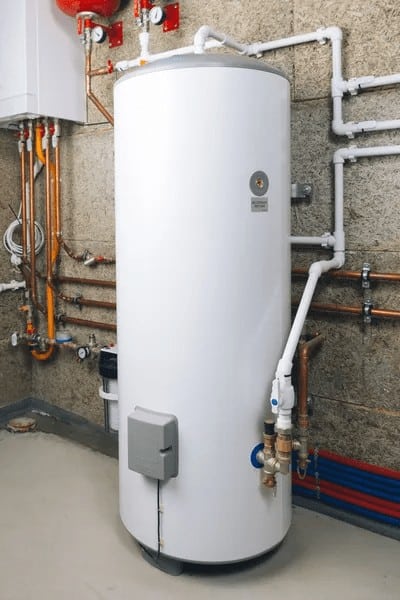 Installed hot water tank